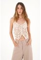 Tennis Camisa Crop En Tela Tejida Crudo Para Mujer de Tennis