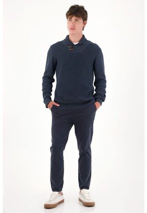 Tennis Buzo Tejido Manga Larga Azul Para Hombre