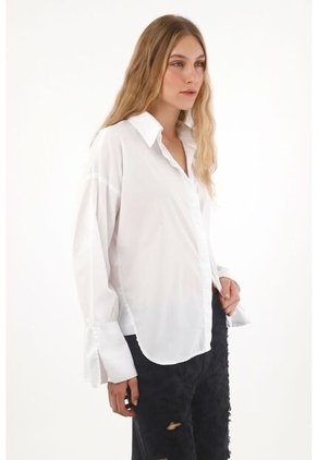 Tennis Camisa Manga Larga Oversized Blanca Para Mujer
