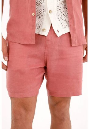 Bermuda Chino En 100% Lino Naranja Para Hombre