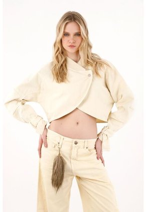 Tennis Abrigo Crop Con Diseño Cruzado Amarillo Para Mujer