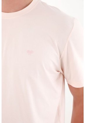 Camiseta Básica Con Mini Print Rosada Para Hombre