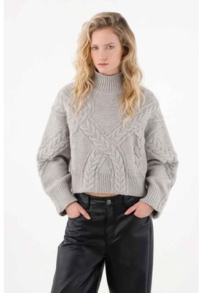 Tennis Buzo Con Tejido Trenzado Gris Para Mujer