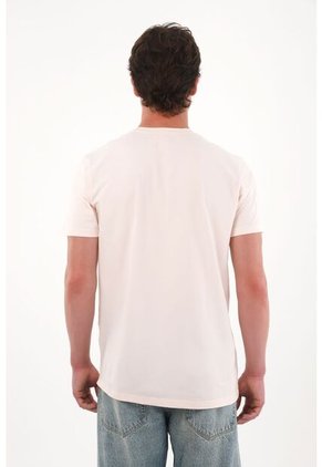 Camiseta Básica Con Mini Print Rosada Para Hombre