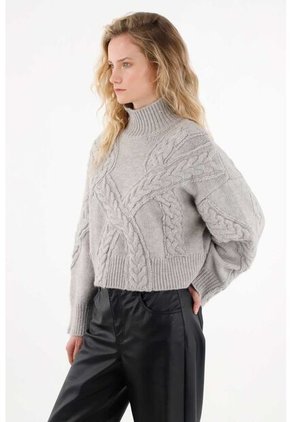 Tennis Buzo Con Tejido Trenzado Gris Para Mujer