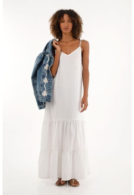 Tennis Vestido Crudo Largo De Tiras Graduales Para Mujer