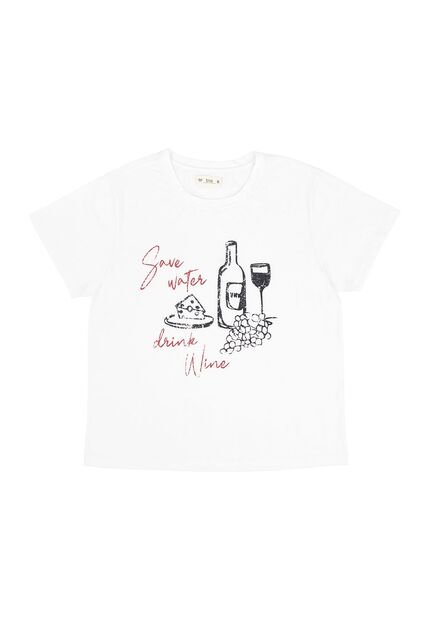 Tennis Camiseta Blanca Con Estampado De Vino Para Mujer
