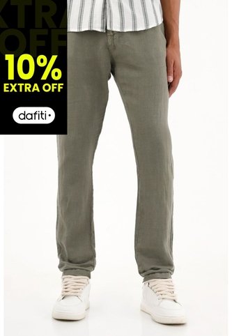 Tennis Pantalón Tipo Chino Verde En Lino 100% Para Hombre Tennis