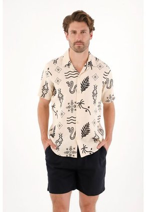 Tennis Camisa Tipo Bowling Con Estampado Para Hombre