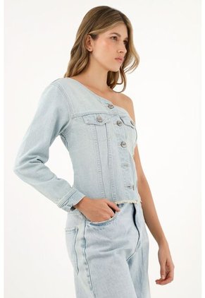 Tennis Camisa Azul De Un Solo Hombro Para Mujer