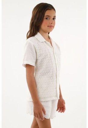 Camisa Crudo Tipo Bowling Para Niña