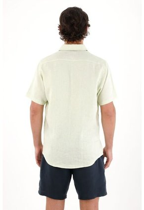 Tennis Camisa En 100% Lino Verde Para Hombre