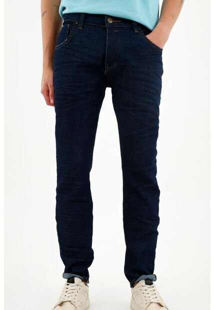 Tennis Jean Cinco Bolsillos Skinny Azul Para Hombre