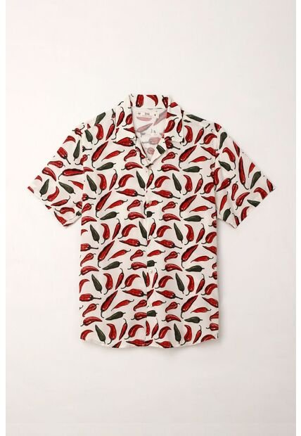 Tennis Camisa Tipo Bowling Con Estampado De Chiles Para Hombre