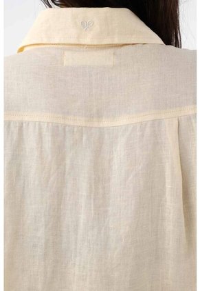 Tennis Camisa Para Mujer En Lino Amarillo Oversize Manga Larga