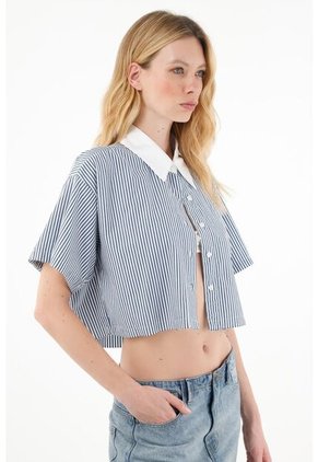 Tennis Camisa Crop Con Estampado A Rayas Para Mujer