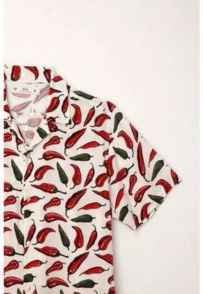 Tennis Camisa Tipo Bowling Con Estampado De Chiles Para Hombre