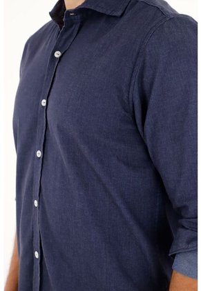 Tennis Camisa Azul Oscura Regular Fit Preteñida Para Hombre