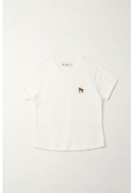Camiseta Básica Manga Corta Crudo Para Niña