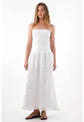 Tennis Vestido Largo Strapless Crudo Para Mujer