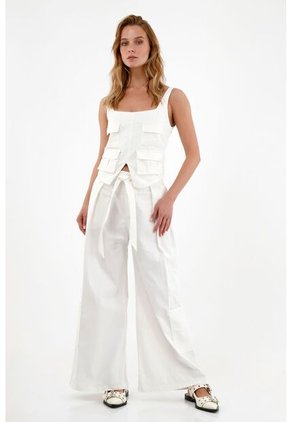 Tennis Pantalón Crudo Tipo Cargo Para Mujer