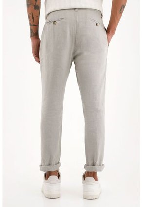 Tennis Pantalón Chino En 100% Lino Gris Para Hombre