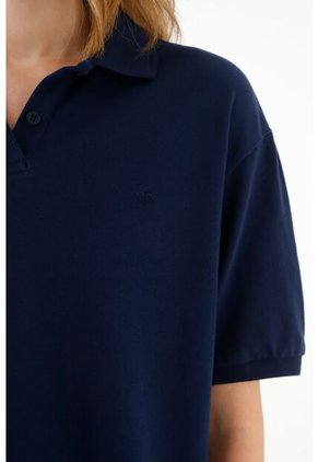 Camiseta Azul Tipo Polo Para Mujer