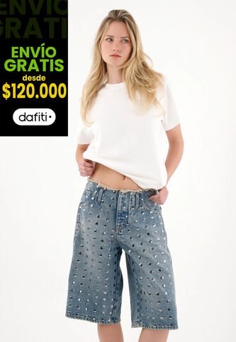 Tennis Bermuda Larga Con Taches Azul Para Mujer Tennis