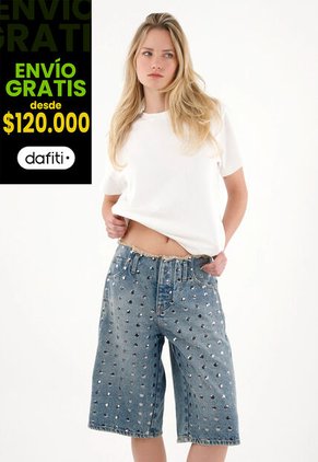 Tennis Bermuda Larga Con Taches Azul Para Mujer