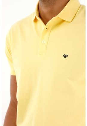 Tennis Polo Amarilla Con Raqueta Bordada Para Hombre