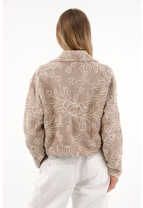 Blazer Bordado Corto Color Café Para Mujer