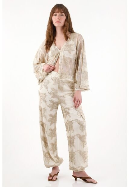 Tennis Camisa En Malla Bordada Cruda Para Mujer