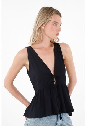 Camisa Manga Sisa Negra Para Mujer