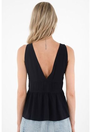 Camisa Manga Sisa Negra Para Mujer