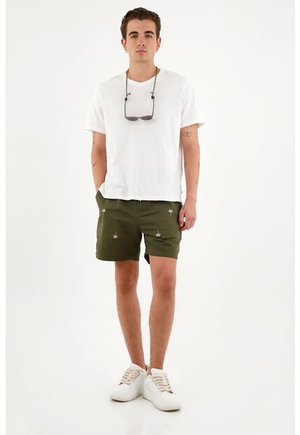 Camiseta Unisex Blanca Con Bordado De Monos En Cuello Posterior