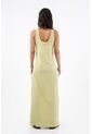 Tennis Vestido Largo Para Mujer En Poliéster Verde Lima Fit Relajado Con Textura Arrugada de Tennis