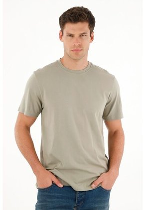 Camiseta Regular Fit Cuello Redondo Verde Para Hombre