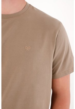 Tennis Camiseta Básica Con Mini Print Café Para Hombre