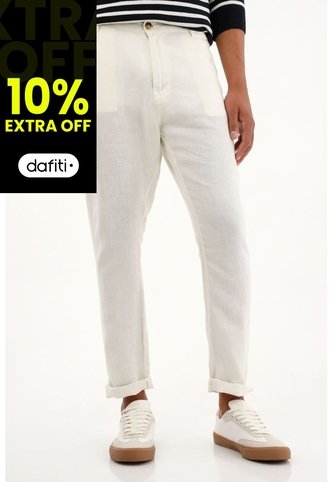 Tennis Pantalón Tipo Chino Crudo En Lino 100% Para Hombre Tennis