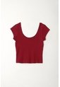 Tennis Camiseta En Rib Ajustada Roja Para Mujer de Tennis