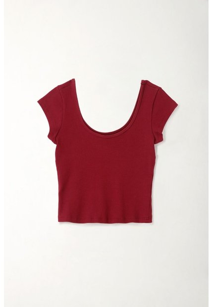 Tennis Camiseta En Rib Ajustada Roja Para Mujer