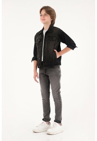 Chaqueta Trucker Negra Para Niño Tennis