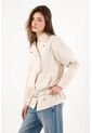 Tennis Cazadora Fit Relajado Con Cinturón De Algodón Beige Para Mujer de Tennis