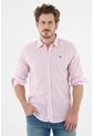 Camisa Rosada Con Diseño Preteñido A Rayas Para Hombre de Tennis