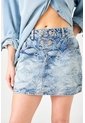 Tennis Falda Mini Recta Con Estampado Desgastado En Denim De Algodón Azul Para Mujer de Tennis