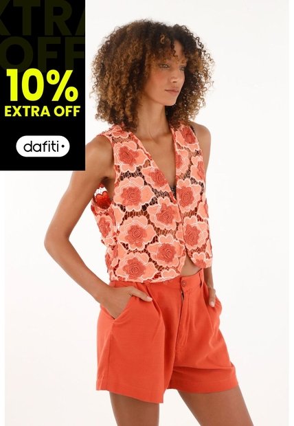 Tennis Bermuda Naranja De Tela Fluida Para Mujer