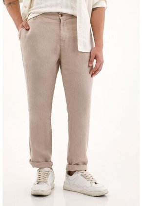 Tennis Pantalón Chino En 100% Lino Café Para Hombre