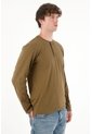 Tennis Camiseta Manga Larga Con Botones Café Para Hombre de Tennis