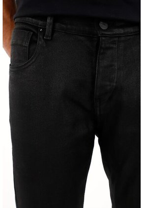 Tennis Jean Skinny Con Efecto Resinado Negro Para Hombre