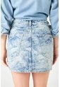 Tennis Falda Mini Recta Con Estampado Desgastado En Denim De Algodón Azul Para Mujer de Tennis